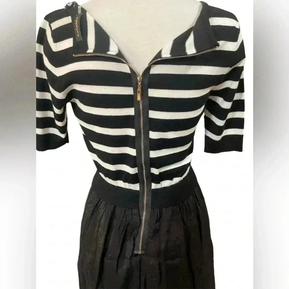Naranka mini dress 3/4 sleeve stripe sexy lined back zip - Picture 7 of 9